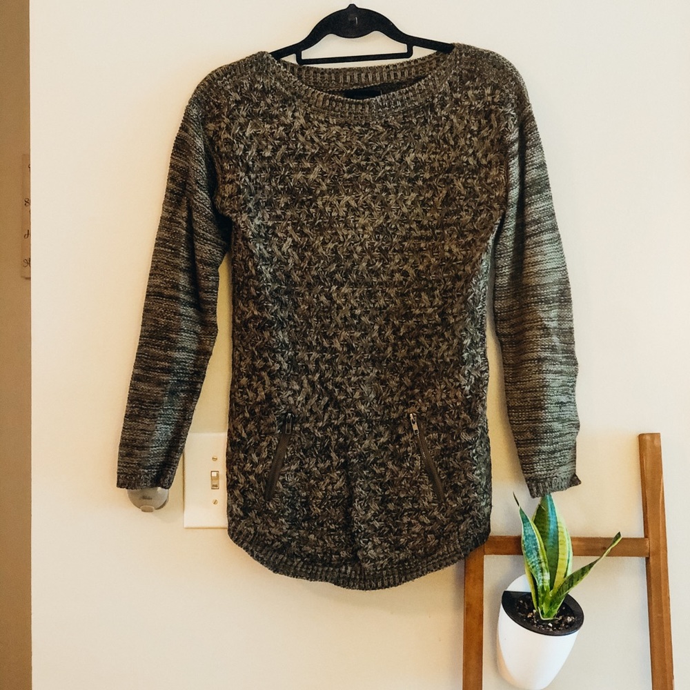 Hunter Green Sweater with Zippers Sz S